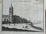 a drawing of a church with a tower on the top of it