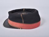 a black hat with a red band and a black hat with a red band