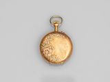 une montre de poche ancienne en or, dont le cadran est orné d'un motif floral
