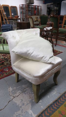 Fauteuil velours blanc