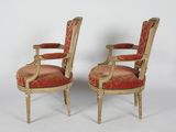 pair of louis xvi style armchairs with red upholstered upholstered upholstered upholstered upholstered upholstered upholstered uphol
