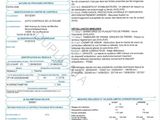 a blue and white document with a picture of a person on it