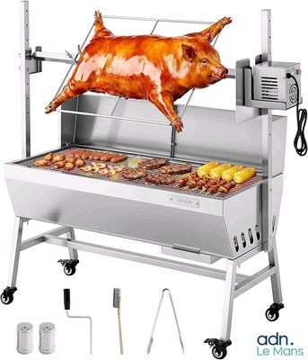 une image représentant un cochon en train de rôtir sur un barbecue