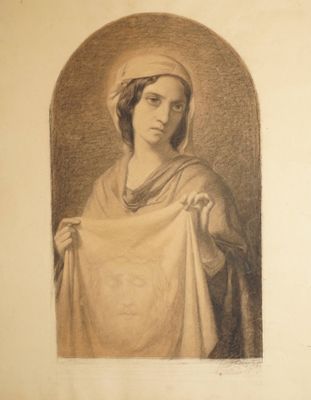 LANDELLE Charles, d'après, Sainte Véronique, Dessin au crayo…
