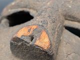 a close up of a face made out of stone