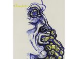 an image of a drawing of a man ' s face with money in his mouth
