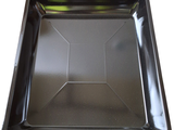 an image of a black plastic tray on a white background
