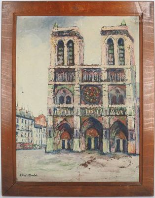 tableau représentant un tableau d'un bâtiment avec une tour horloge