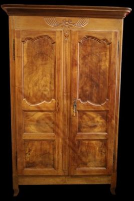 Armoire en bois fruitier mouluré et sculpté.
