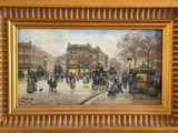 tableau représentant une scène de rue avec une calèche et une calèche
