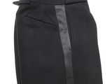 a close up of a pair of black pants with a black belt