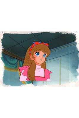 an image of a girl in a pink dress with a bow on her head