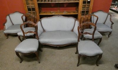 Meuble: Salon de style bois sculpté (pt acc) époque Louis-Ph…