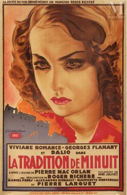 a poster advertising a movie starring a woman in a red dress