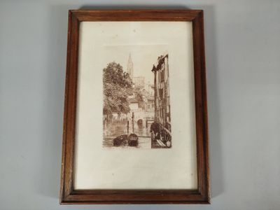 an old picture of a street scene with a horse drawn carriage