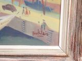 a picture of a painting of a boat on the water