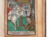un vieux livre avec l'image d'un homme à cheval