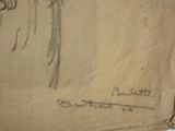 a drawing of a man holding a knife and fork on a piece of paper