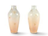 deux vases posés côte à côte sur une surface blanche