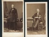 deux vieilles photos en noir et blanc représentant deux hommes en tenue de cérémonie