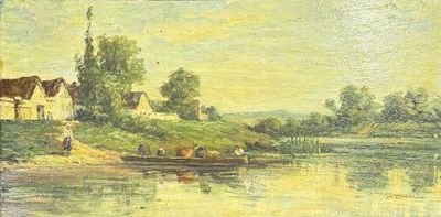 Paysage. Signé. Huile sur panneau.