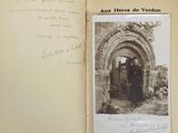 an old book with a picture of a man standing in front of a doorway