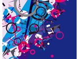 une image représentant un fond abstrait bleu et rose composé de cercles, de cercles et de lignes