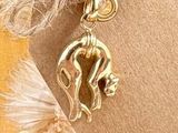 a close up of a necklace with a horse on it