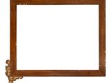 a wooden picture frame with a white background