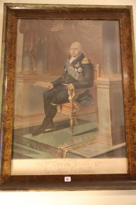 tableau représentant un homme en uniforme militaire, assis sur une chaise devant un bureau