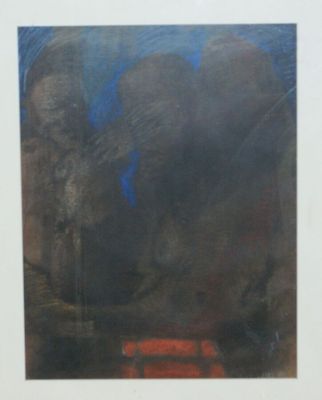 Dessin de Christian D'ORGEIX encadré, vitre cassée.
