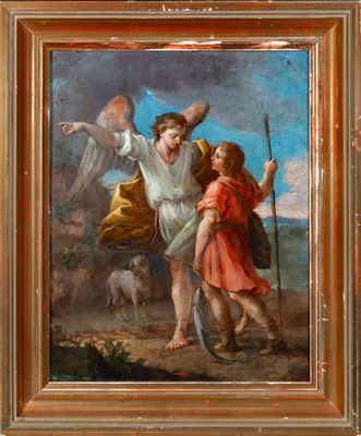 an image of a painting of a man and a woman in a landscape