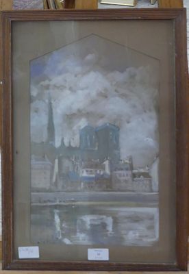 Antoine-Mathurin PECHE (XXe) Vue des quais Gouache et crayon…