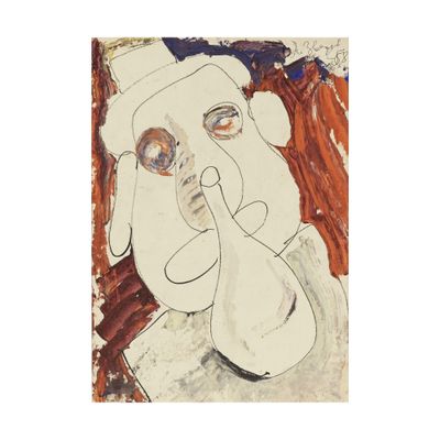 an image of a painting of a man with a hat and glasses