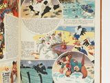 an open book with pictures of cartoon characters on it