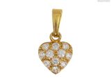 un pendentif en forme de cœur en or jaune serti de diamants sur fond blanc