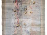 peinture représentant une femme et des oiseaux sur un mur à fond blanc