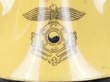 a close up of a motorcycle helmet with a picture on it