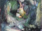 an oil painting of a painting of a woman in a green dress