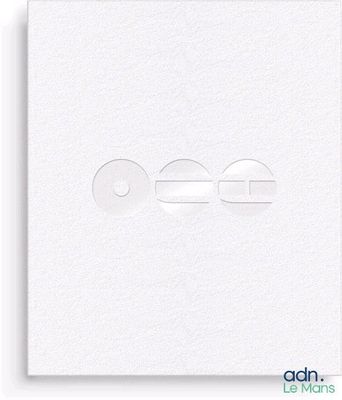 a close up of a piece of white paper with a logo on it