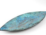 a large metal object with a blue patt on it