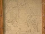 drawing of a man and a woman in a wood frame on a table