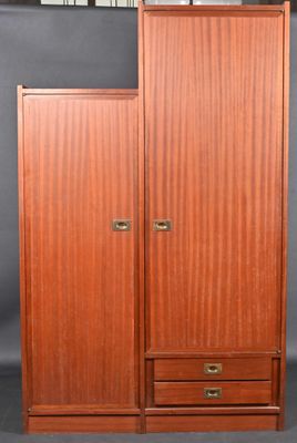 an image of a wooden cabinet with two drawers and a door