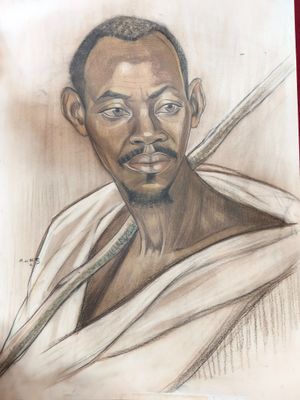 dessin représentant un homme tenant une épée à la main