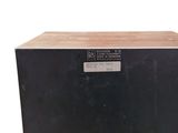 a black box with a wooden top on a white background