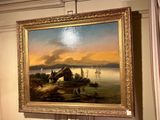 a painting on the wall of a room with a painting on the wall
