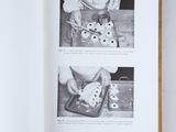 two pages of a book with pictures of a person cutting a piece of cake