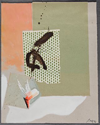 une peinture représentant un oiseau perché sur une feuille de papier