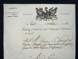 an old document with a picture of a coat of arms on it