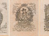 trois dessins représentant une femme et un homme assis sur une chaise
